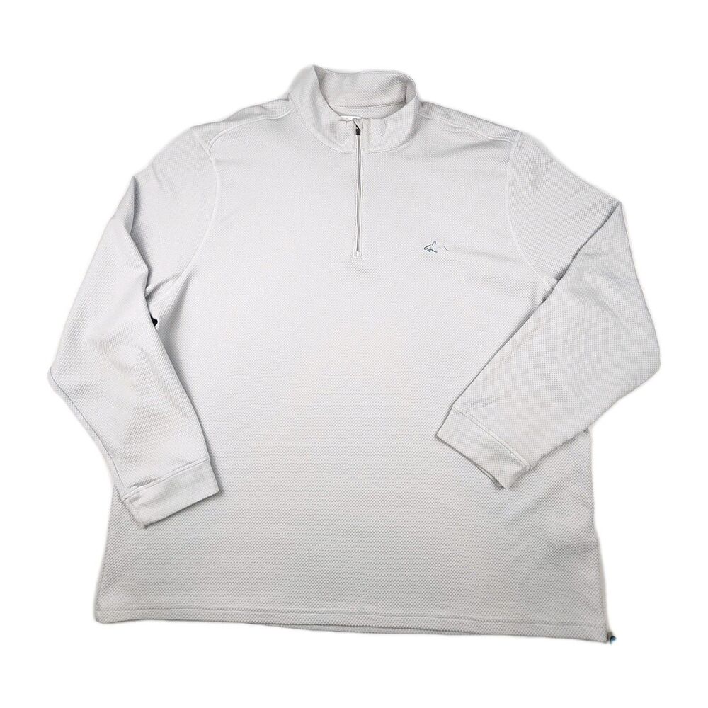 Greg Norman 1/4 Zip Pullover Men XXXL Light Gray Golf Performance Mock Neck Logo